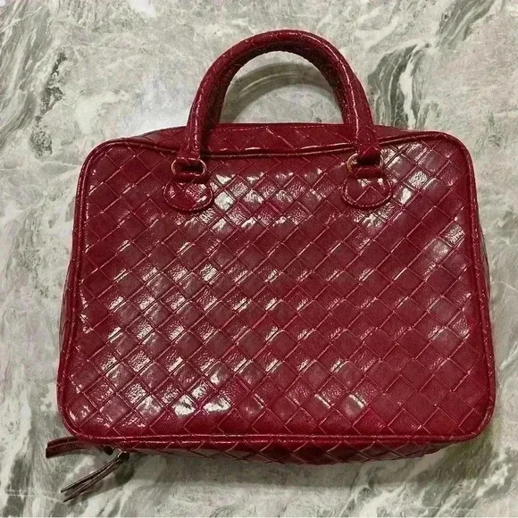 Estee Lauder Red Brick Beauty Makeup Travel Bag Cosmetic Case Purse Tote 13.5" - Picture 4 of 8